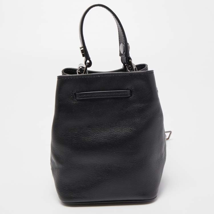 Pre Owned Kenzo Black Leather Embroidered Eye Bucket Bag
