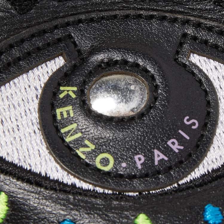 Pre Owned Kenzo Black Leather Embroidered Eye Bucket Bag