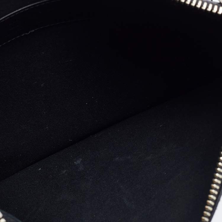 Pre Owned Kenzo Black Leather Logo Zipped Pouch