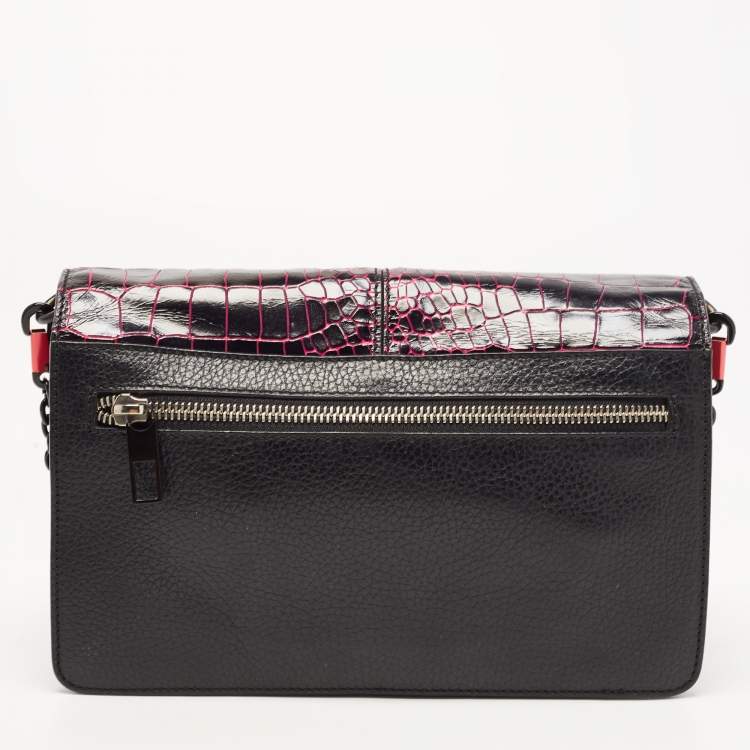 Pre Owned Kenzo Multicolor Croc Embossed Leather Le Diz Huit Shoulder Bag
