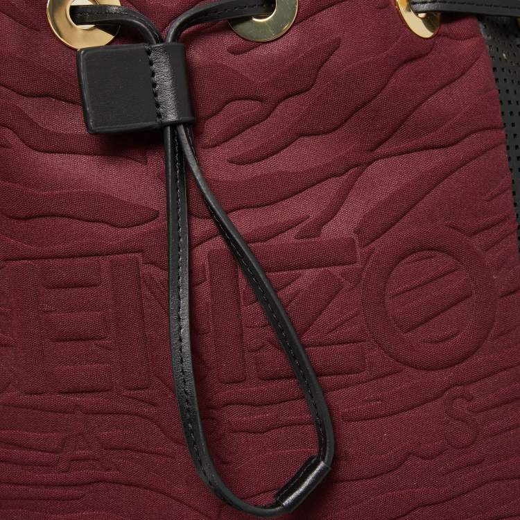 Pre Owned Kenzo Multicolor Fabric and Perforated Leather Kombo Bucket Bag