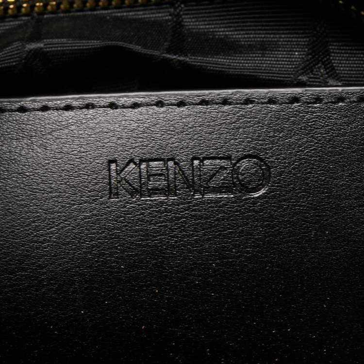 Pre Owned Kenzo Multicolor Fabric and Perforated Leather Kombo Bucket Bag