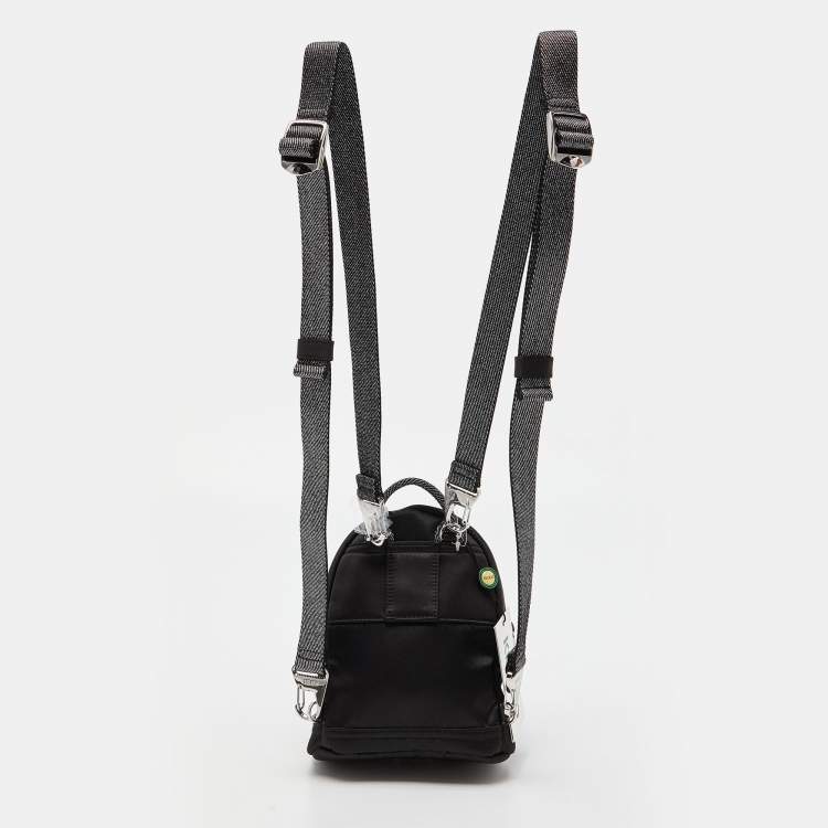 Pre Owned Kenzo Black Satin Mini Embroidered Tiger Backpack