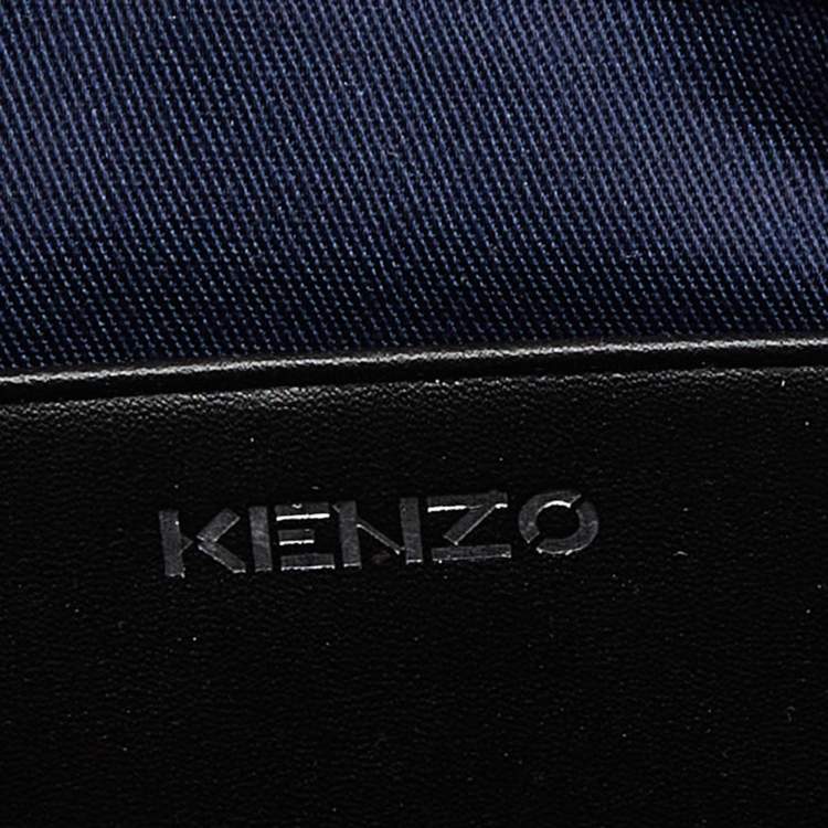 Pre Owned Kenzo Blue/Black Canvas and Leather Messenger Bag