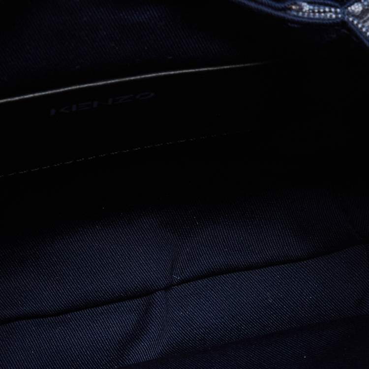 Pre Owned Kenzo Blue/Black Canvas and Leather Messenger Bag