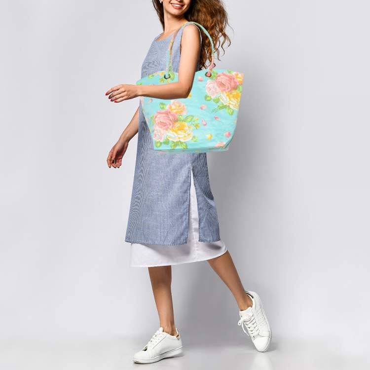Pre Owned Kenzo Multicolor Floral Print Canvas Open Tote