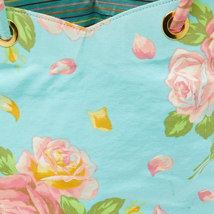 Pre Owned Kenzo Multicolor Floral Print Canvas Open Tote