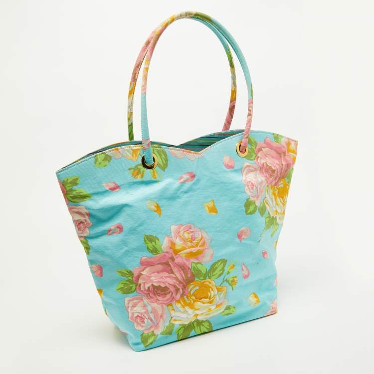 Pre Owned Kenzo Multicolor Floral Print Canvas Open Tote