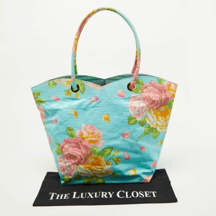 Pre Owned Kenzo Multicolor Floral Print Canvas Open Tote