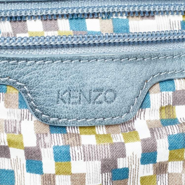 Pre Owned Kenzo Tri Color Embossed Leather Kisslock Frame Satchel 
