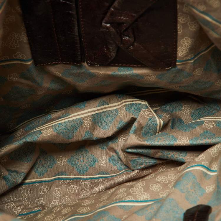 Pre Owned Kenzo Purple/Brown Stripe Velvet and Leather Studded Hobo