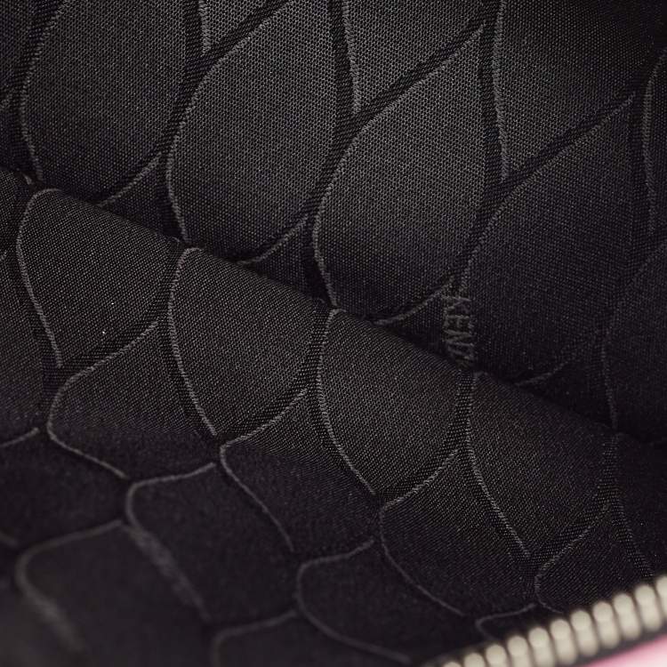 Pre Owned Kenzo Metallic Pink Leather Logo Top Zip Pouch