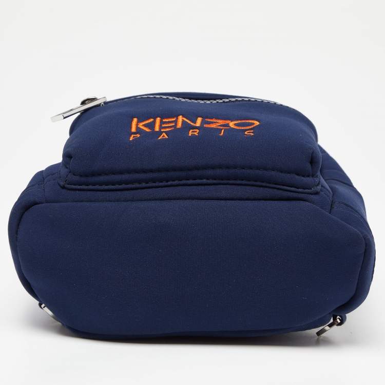 Pre Owned Kenzo Navy Blue Neoprene Mini Embroidered Tiger Backpack