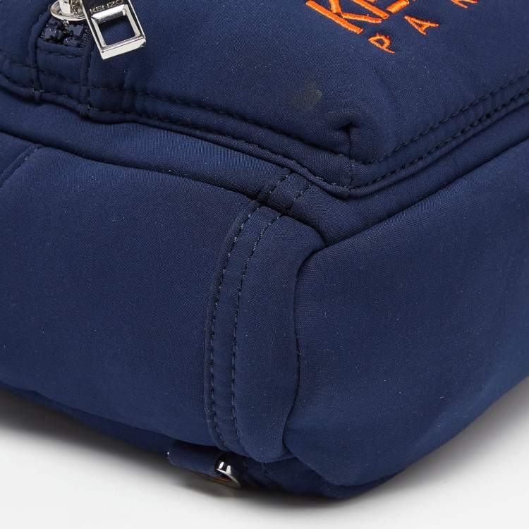 Pre Owned Kenzo Navy Blue Neoprene Mini Embroidered Tiger Backpack