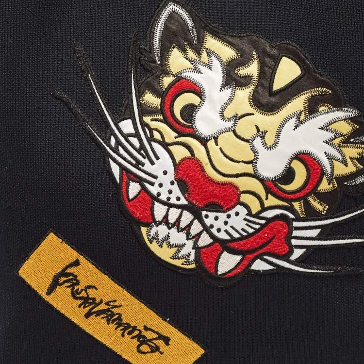 Pre Owned Kenzo Black/Yellow Canvas Contrasting Details Tote 