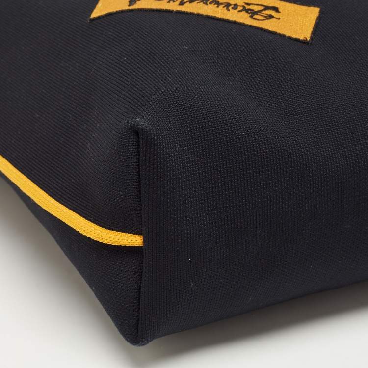 Pre Owned Kenzo Black/Yellow Canvas Contrasting Details Tote 