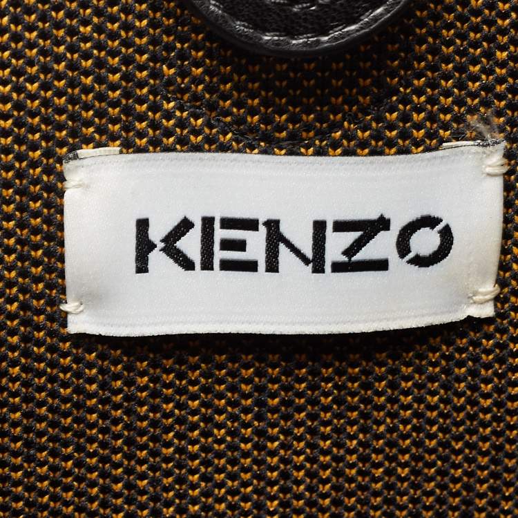 Pre Owned Kenzo Black/Yellow Canvas Contrasting Details Tote 