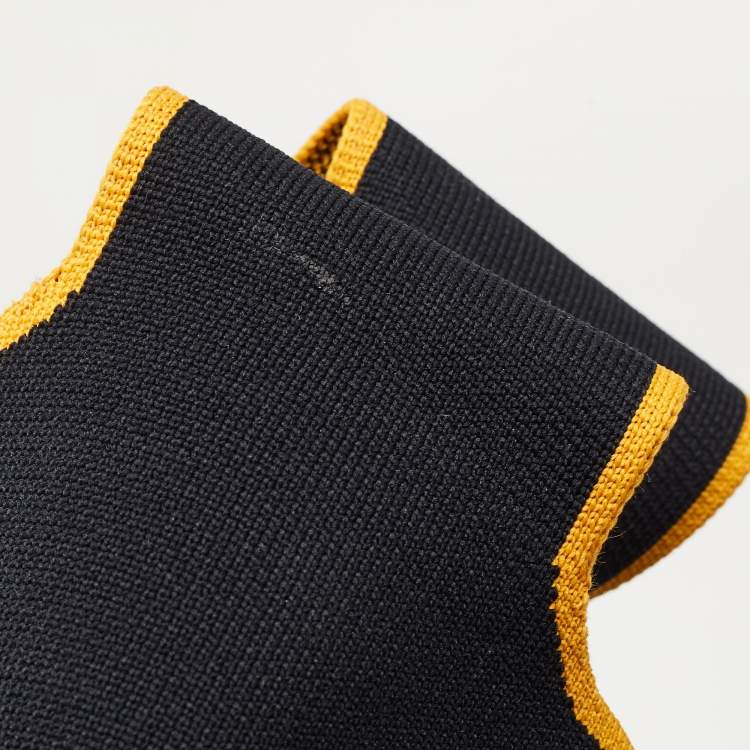 Pre Owned Kenzo Black/Yellow Canvas Contrasting Details Tote 