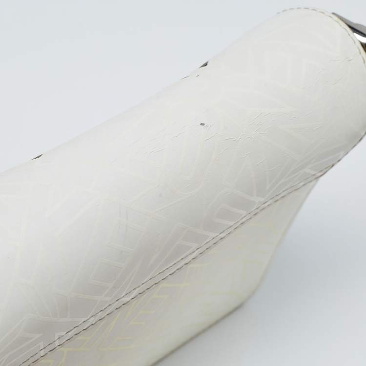 Pre Owned Kenzo White/Black Laser Cut Leather Flying Crossbody Bag