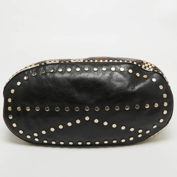 Pre Owned Kenzo Multicolor Woven Leather Studded Hobo