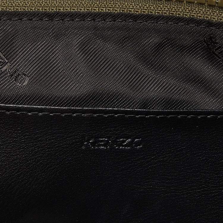 Pre Owned Kenzo Green Tiger Embroidered Canvas Zip Flat Pouch