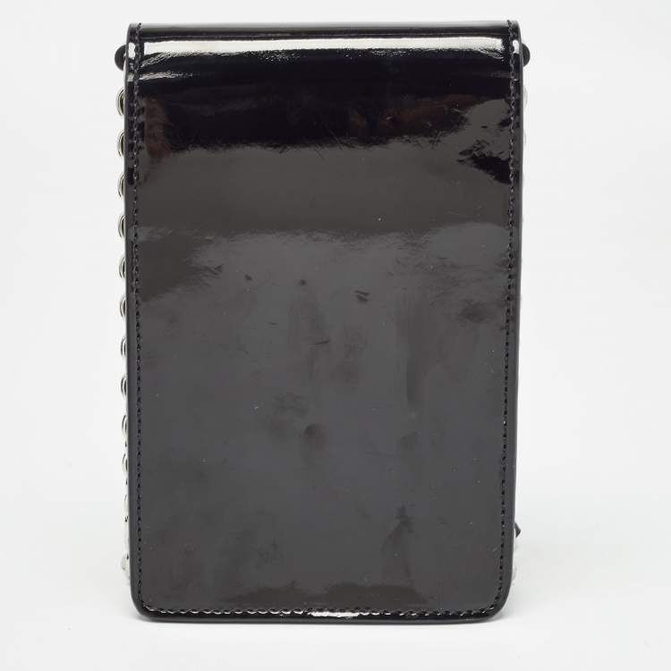 Pre Owned Kenzo Black Tiger Head Embossed Patent Leather Flap Crossbody Bag