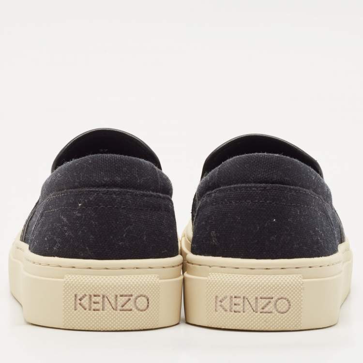 Pre Owned Kenzo Black Canvas Slip On Sneakers Size 37