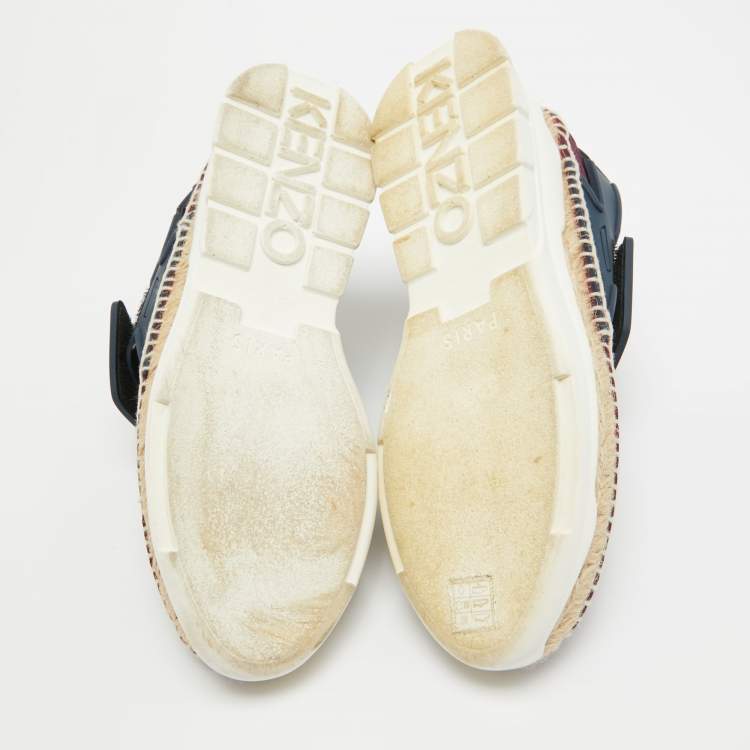 Pre Owned Kenzo Purple/Navy Blue Nylon K Elastic Espadrille Sneakers Size 39