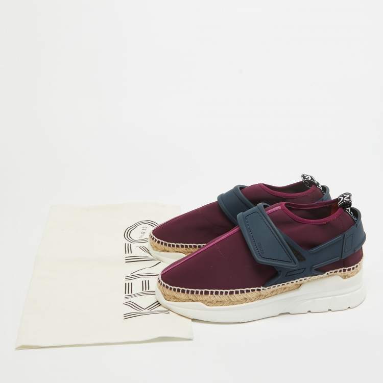 Pre Owned Kenzo Purple/Navy Blue Nylon K Elastic Espadrille Sneakers Size 39