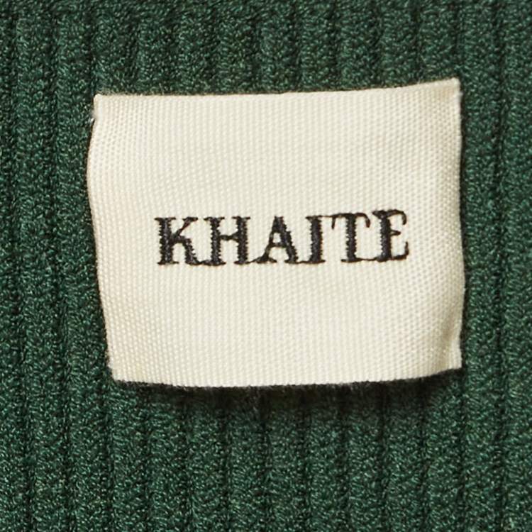 Pre Owned Khaite Green Heavy Rib Knit Beth Bustier Dress M