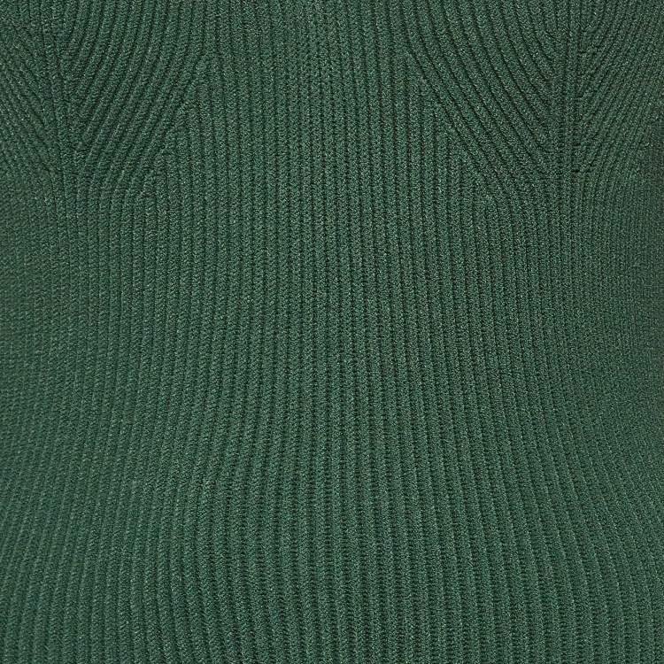 Pre Owned Khaite Green Heavy Rib Knit Beth Bustier Dress M