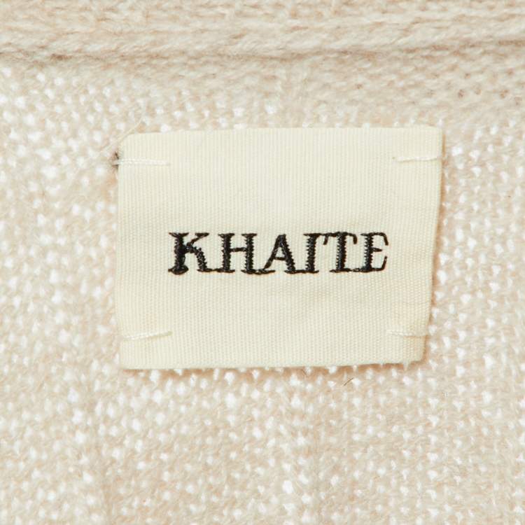 Pre Owned Khaite Beige Stripe Cashmere Sweater M