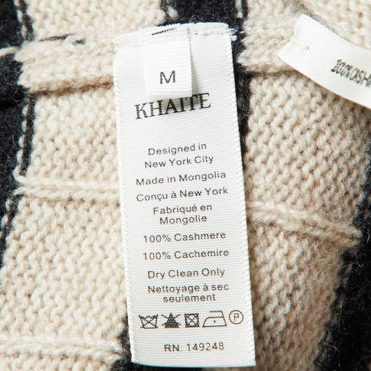 Pre Owned Khaite Beige Stripe Cashmere Sweater M