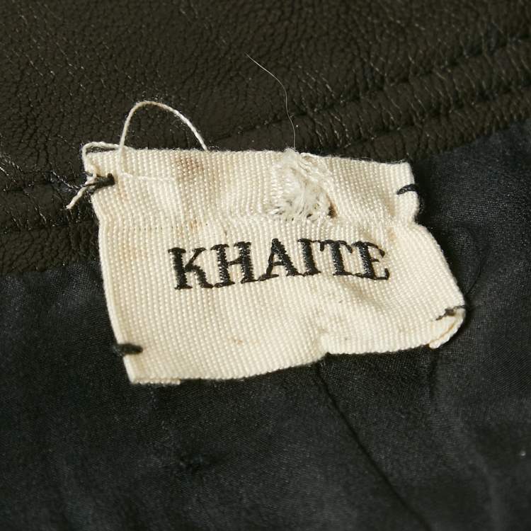 Pre Owned Khaite Black Leather Mini Skirt S