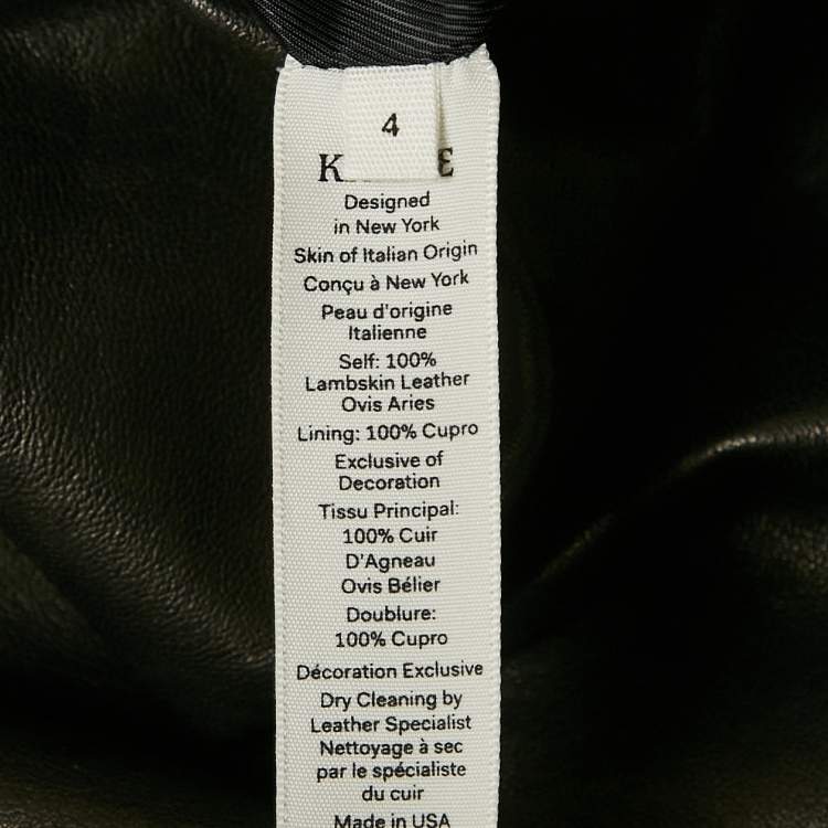Pre Owned Khaite Black Leather Knee Length Skirt S