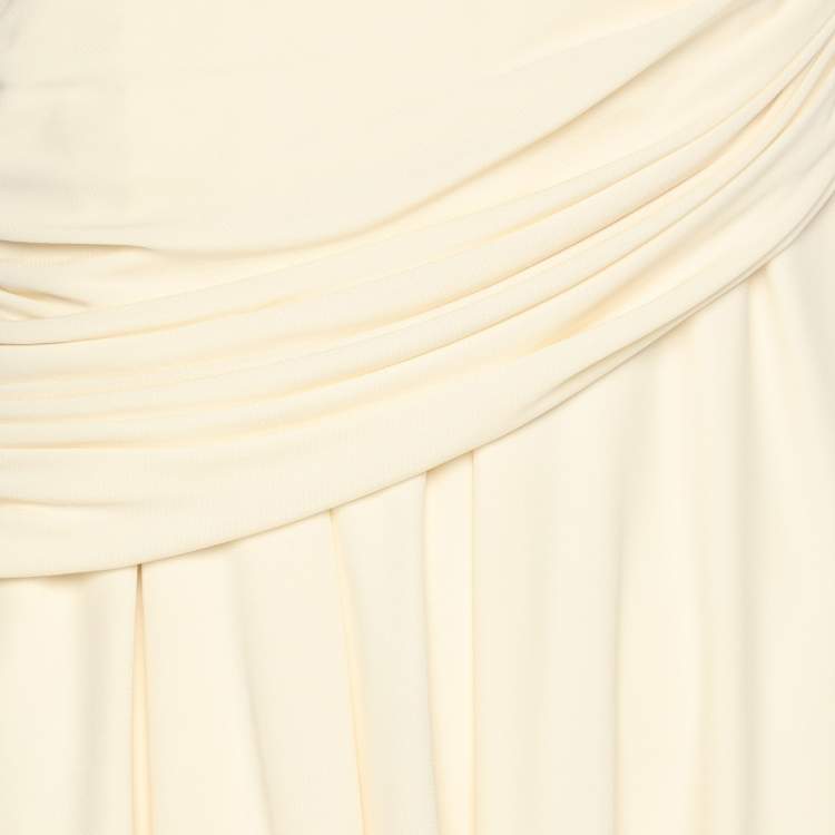 Pre Owned Khaite Cream Crepe the Nerissa Midi Dress L