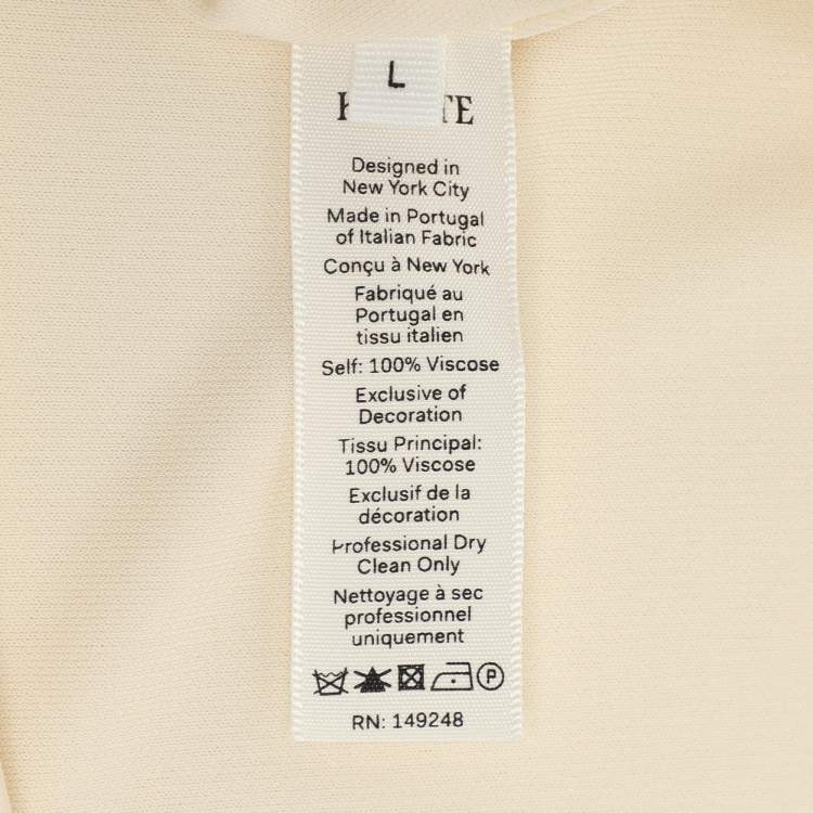 Pre Owned Khaite Cream Crepe the Nerissa Midi Dress L