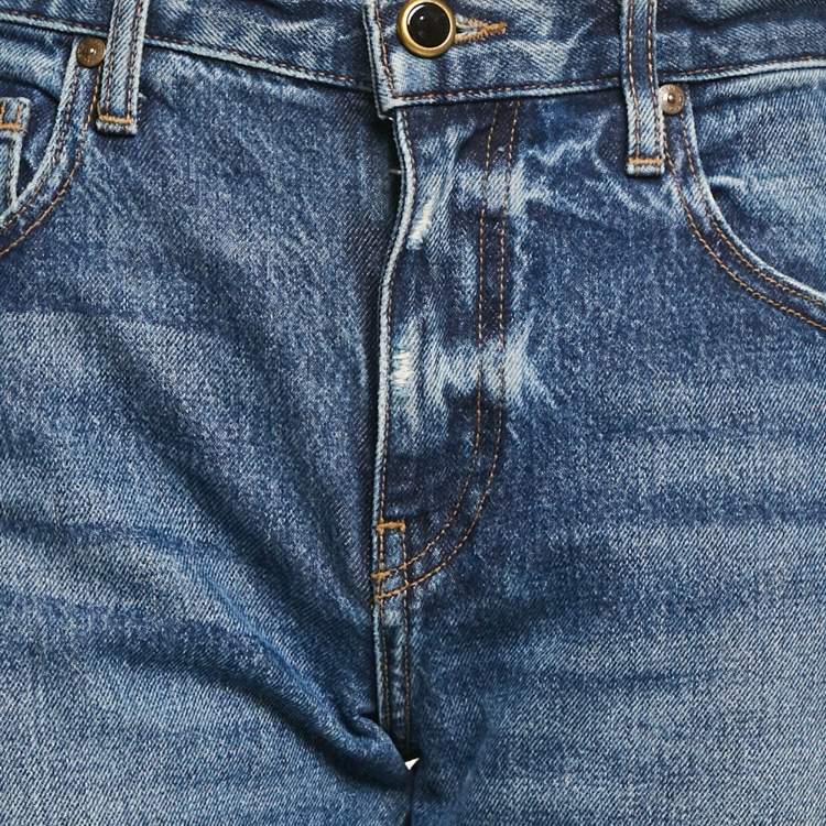 Pre Owned Khaite Blue Faded Denim Straight Leg Jeans S Waist 29"