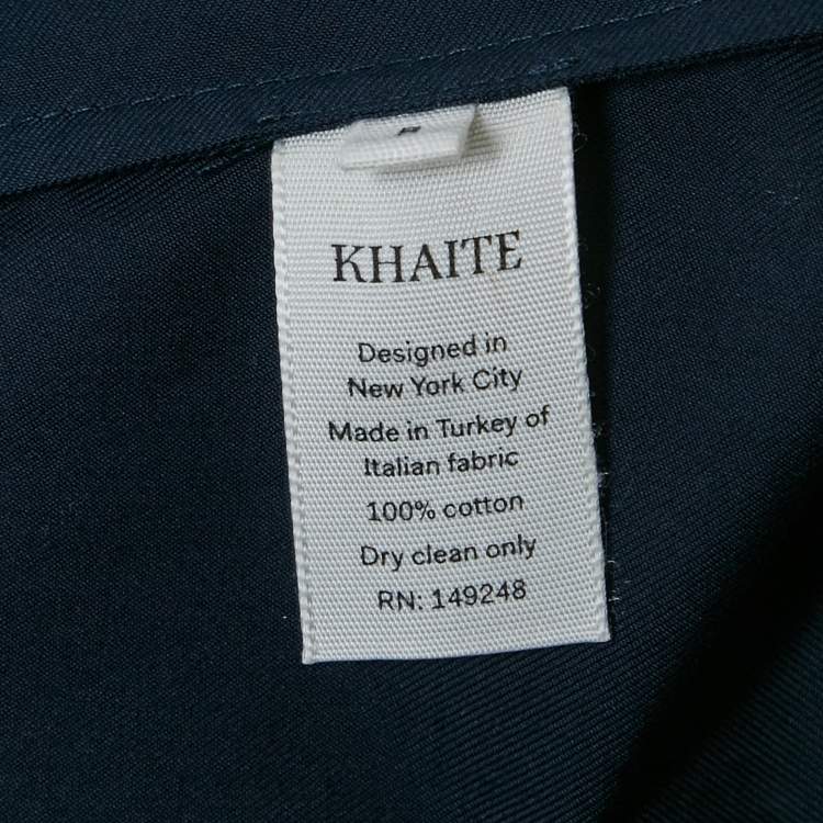 Pre Owned Khaite Navy Blue Cotton Flared Sleeveless Midi Dress M