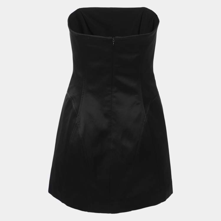 Pre Owned Khaite Black Satin Sleeveless Mini Dress S