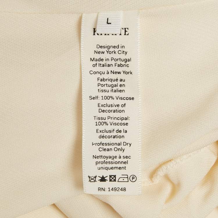 Pre Owned Khaite Cream Jersey Ruche The Nerissa Midi Dress L