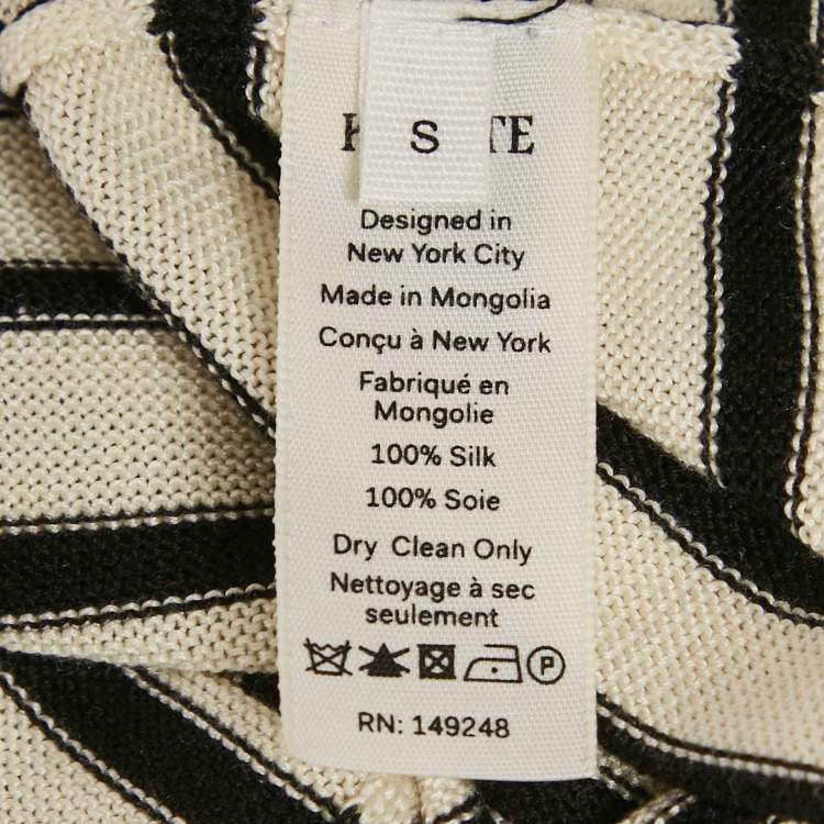 Pre Owned Khaite Off-White Striped Knit Long Sleeve Top S