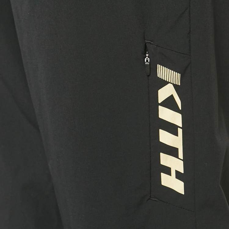 Pre Owned Kith Black Logo Print Nylon Jogger Pants L