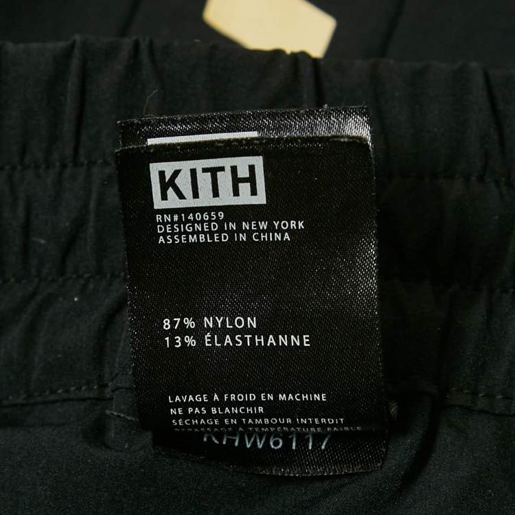 Pre Owned Kith Black Logo Print Nylon Jogger Pants L