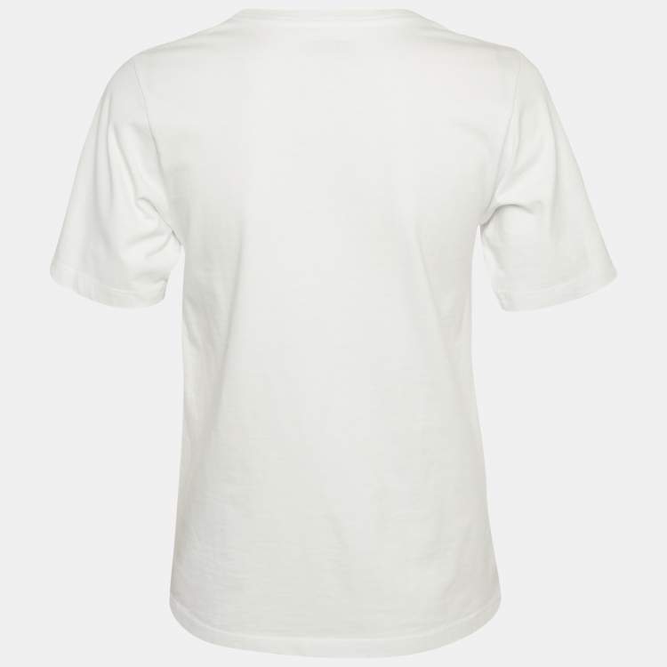 Pre Owned Kith White Floral Logo Print Jersey T-Shirt XL