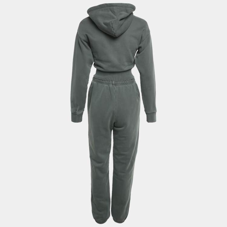 Pre Owned Kith Green Faded Cotton Sweatshirt and Sweatpants Set XS