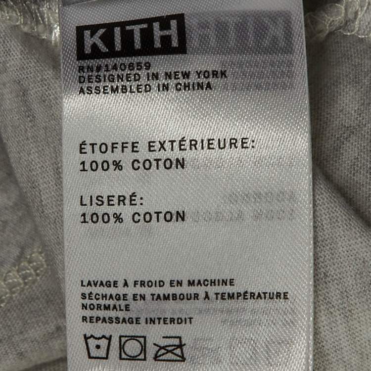Pre Owned Kith Grey Logo Print Cotton Crop T-Shirt XS