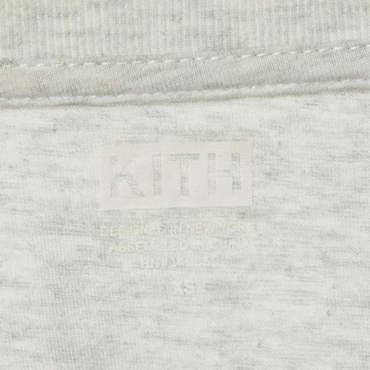 Pre Owned Kith Grey Logo Print Cotton Crop T-Shirt XS