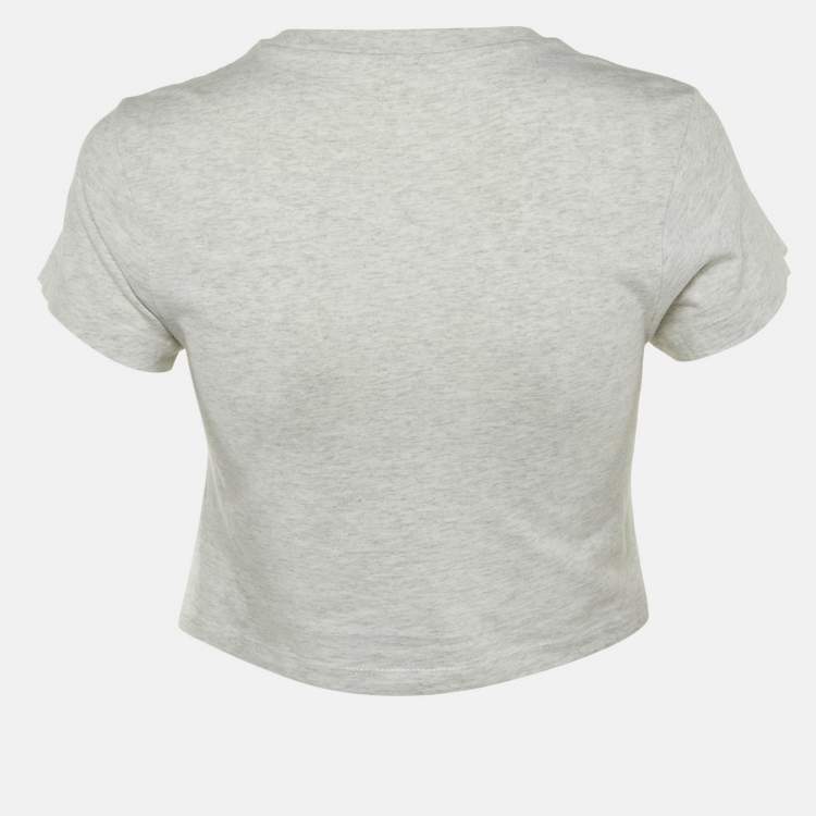Pre Owned Kith Grey Logo Print Cotton Crop T-Shirt XS