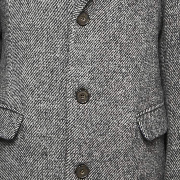 Pre Owned Kith Grey Striped Wool Button Front Coat L